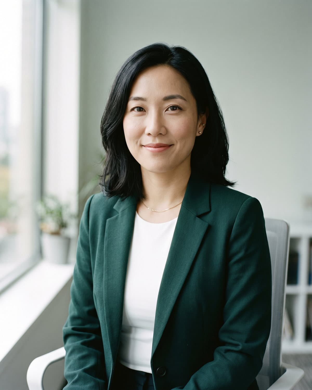 Portrait of Rachel Kim, trial attorney.